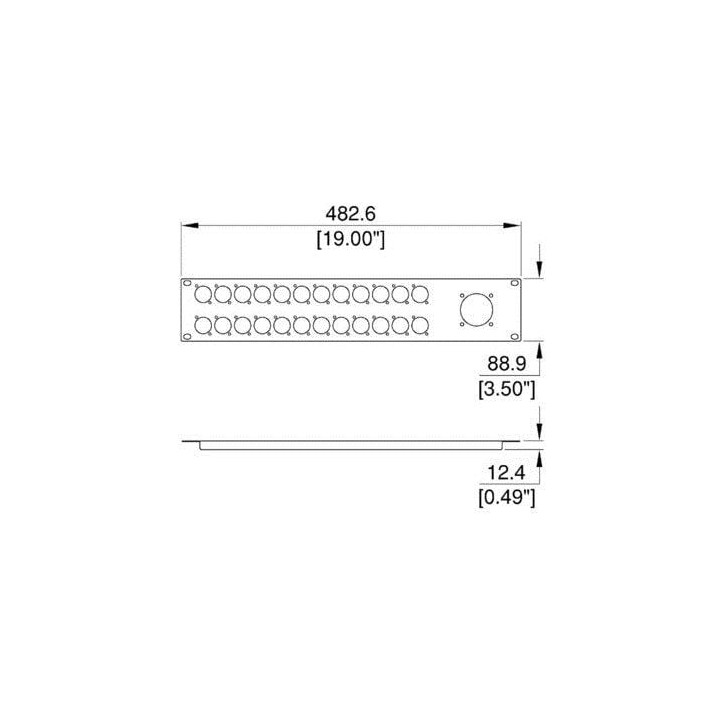 2U Panel Punched for 24 x D-Series and 1 x Socapex Connectors