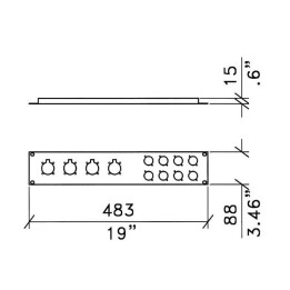 2U Panel Punched for 4 x EP Series/G-Series and 8 x D-Series Connectors