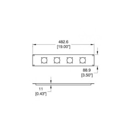 2U Rack Panel Punched for 4 x 37 Mulitpin Connectors
