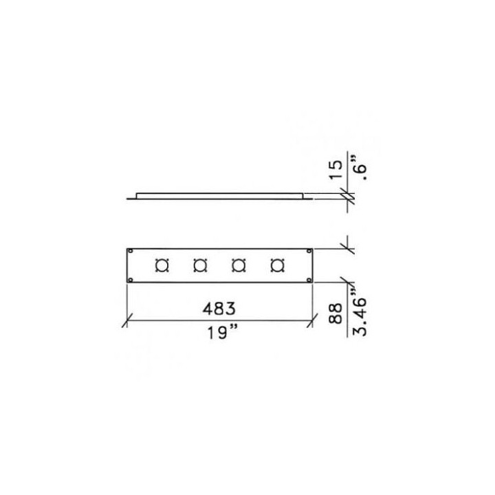 2U Rack Panel Punched for 4 x G-Series Speakon Connectors