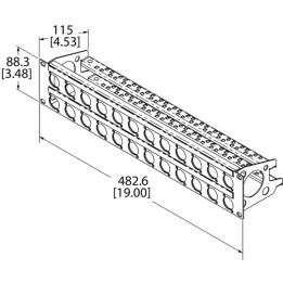 2U Rack Panels for 24 x D-Series Connectors with Cable Support Bar