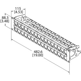 2U Rack Panels for 32 x D-Series Connectors with Cable Support Bar