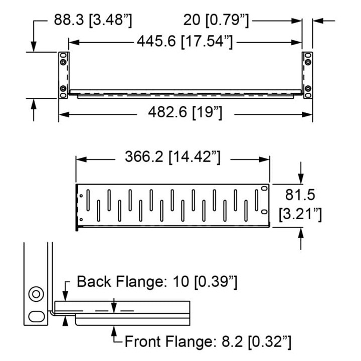 2U Rack Shelf & Magnetic Faceplate For 2 x Sonos Amp