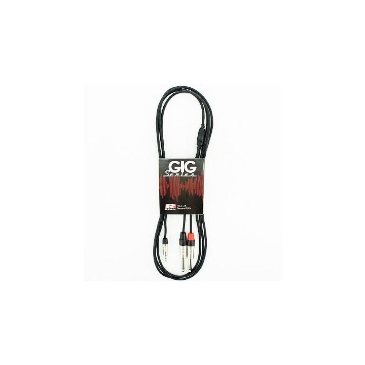 3000mm Y Lead Cable 3.5mm Stereo Jack to 2 x 1/4 Mono Jack