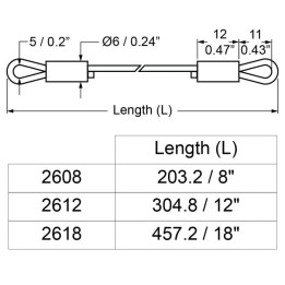 304.8mm Stainless Steel Wire Lid Stay