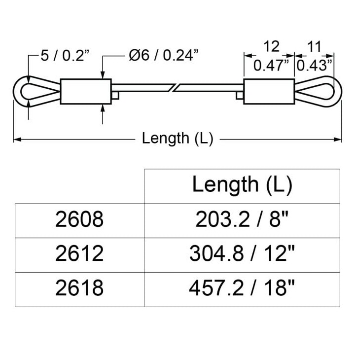 304.8mm Stainless Steel Wire Lid Stay