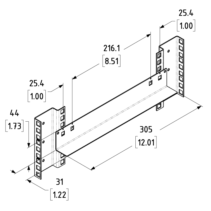 305mm Long Rack Shelf Support for R0883 Rack Rails