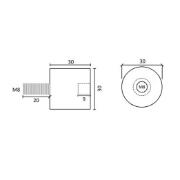 30x30mm Shock Mount Fastener with M8