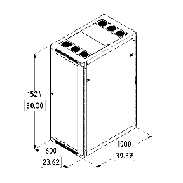 32U Server Enclosure / M6 Rails / 600mm x 1000mm / Poly Door