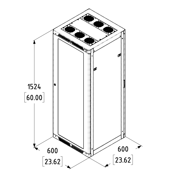 32U Server Enclosure / M6 Rails / 600mm x 600mm / Vented Door