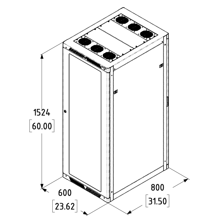 32U Server Enclosure / M6 Rails / 600mm x 800mm / Vented Door