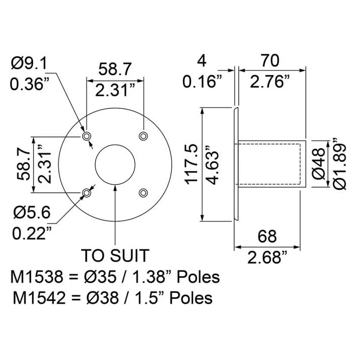 35mm Dia. Speaker Mounting Top Hat