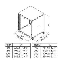 35U Flat Pack Rack with Square Hole Rails