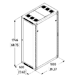 37U Server Enclosure / M6 Rails / 600mm x 1000mm / Poly Door