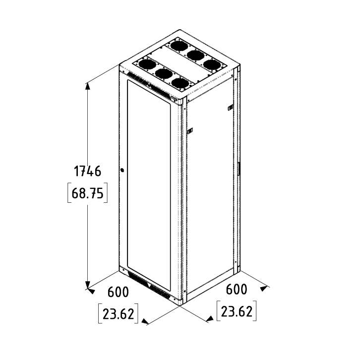 37U Server Enclosure / M6 Rails / 600mm x 600mm / Vented Door