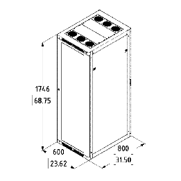 37U Server Enclosure / M6 Rails / 600mm x 800mm / Poly Door