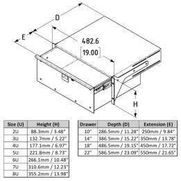 385mm Deep, 7U Heavy Duty Rack Drawer with Handle