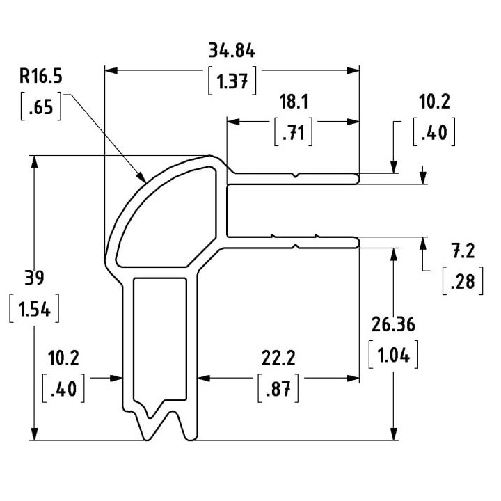 39mm High Basemaker Extrusions Corner for N-Case 2 - 4m Long
