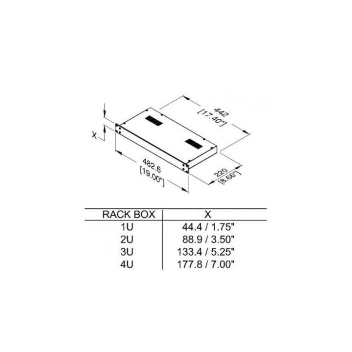 3U Black 220mm Deep Rack Box with a Black Aluminium Front Panel