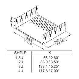 3U Black Clamping Rack Shelf - 367mm Deep