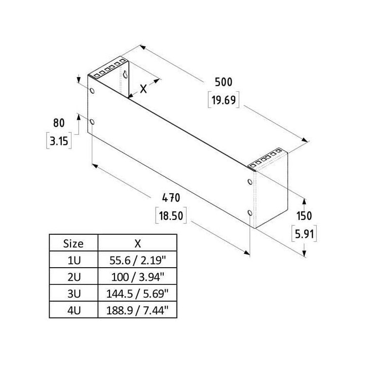 3U Rack Mount Bracket with Square Hole Rails