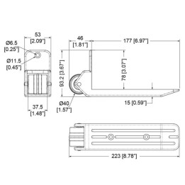 40mm Black Plastic Surface Mount Edge Castor