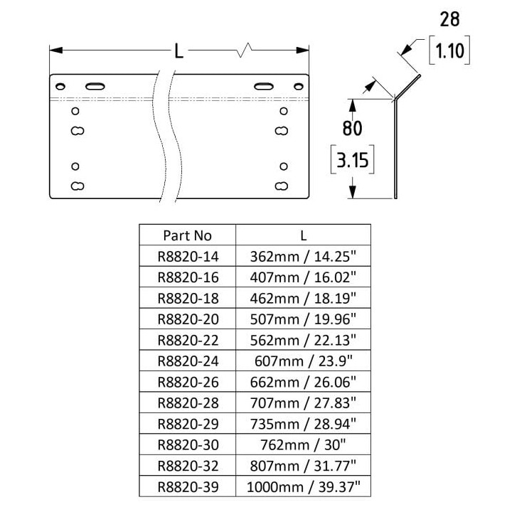407mm Long Sidebar for R8800 Anti-Vibration System