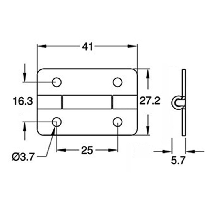 41mm X 27.2mm 4 Hole Black Hinge