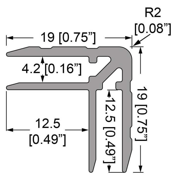 4.2mm Double Angle Extrusion with 19mm Legs - 2m Long