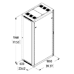 42U Server Enclosure / M6 Rails / 600mm x 1000mm / Poly Door