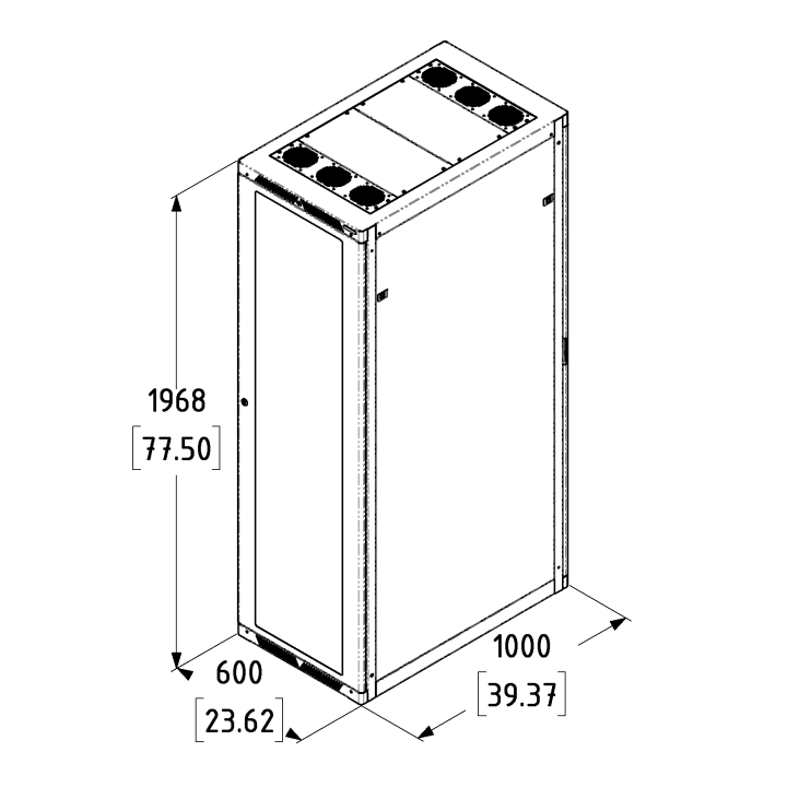 42U Server Enclosure / M6 Rails / 600mm x 1000mm / Poly Door
