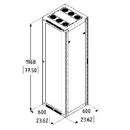 42U Server Enclosure / M6 Rails / 600mm x 600mm / Poly Door