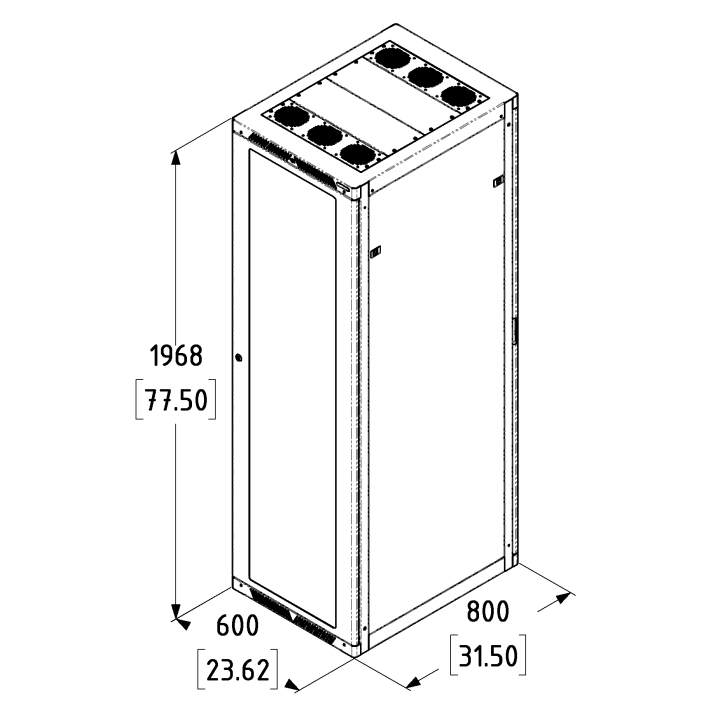42U Server Enclosure / M6 Rails / 600mm x 800mm / Vented Door