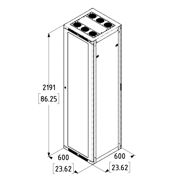 47U Server Enclosure / M6 Rails / 600mm x 600mm / Poly Door