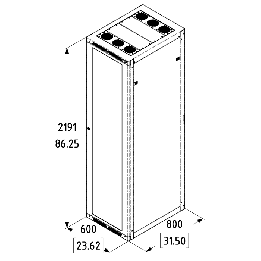 47U Server Enclosure / M6 Rails / 600mm x 800mm / Poly Door