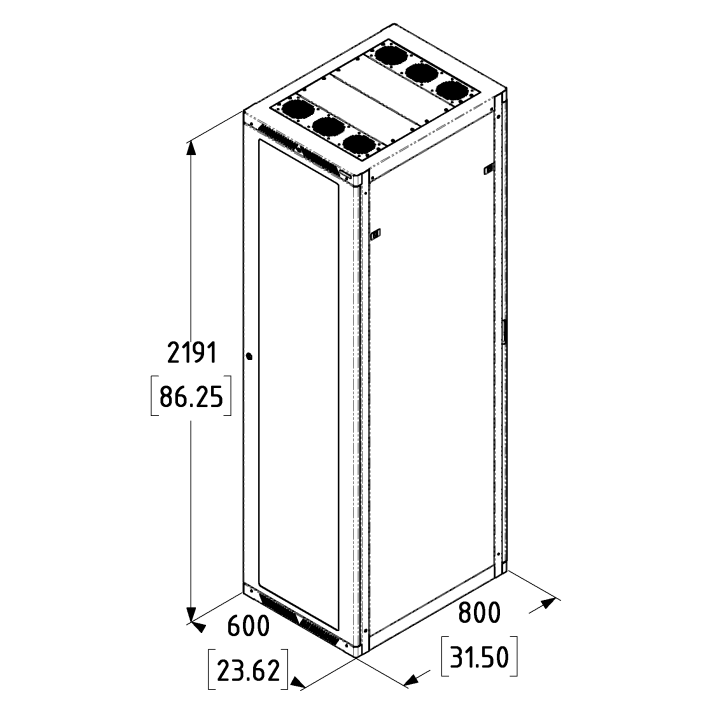 47U Server Enclosure / M6 Rails / 600mm x 800mm / Vented Door