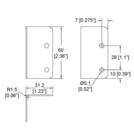 4 Hole PennBrite Brace 60mm x 31.2mm with 1.5mm Radius