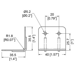 4 Hole PennBrite Brace with Strengthening Ribs 35.5mm x 40mm