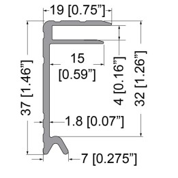 4mm Lid / Base Maker Groove Extrusion with 37mm x 19mm Legs - 2000mm Long