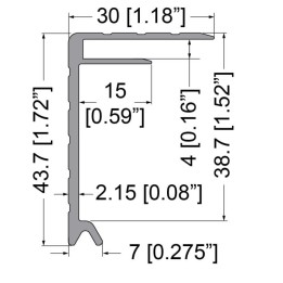 4mm Lid / Base Maker Groove Extrusion with 43mm x 30mm Legs - 2m Long