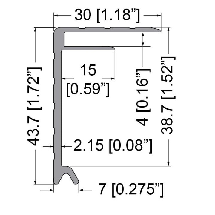 4mm Lid / Base Maker Groove Extrusion with 43mm x 30mm Legs - 4m Long