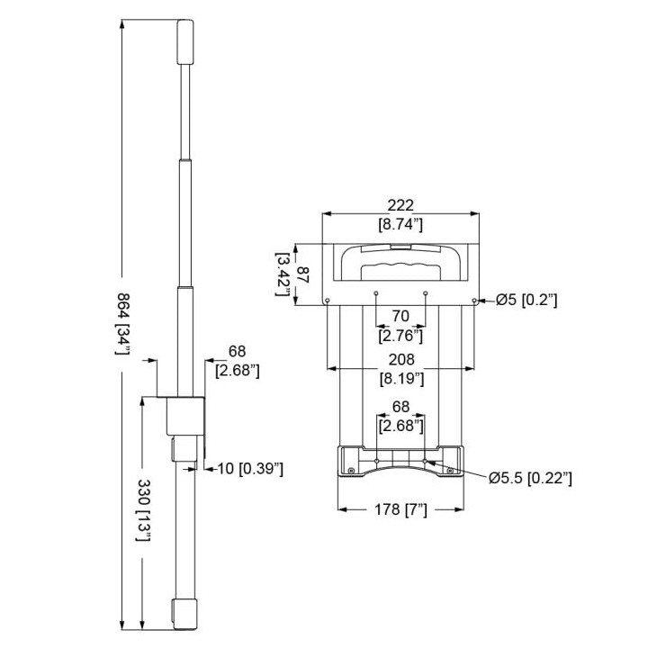 4 Stage Internal Mount Telescopic Handle