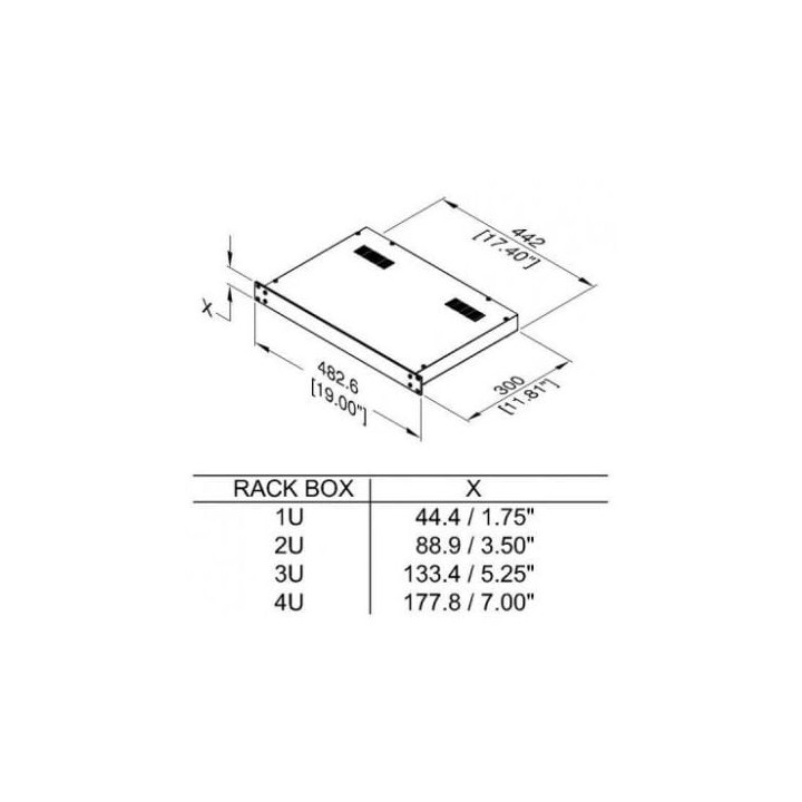 4U Black 300mm Deep Rack Box with a Black Aluminium Front Panel
