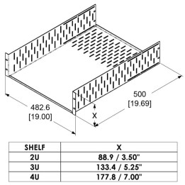 4U Black Clamping Rack Shelf - 500mm Deep