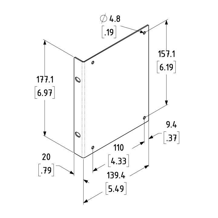 4U Black Rack Mounting Bracket