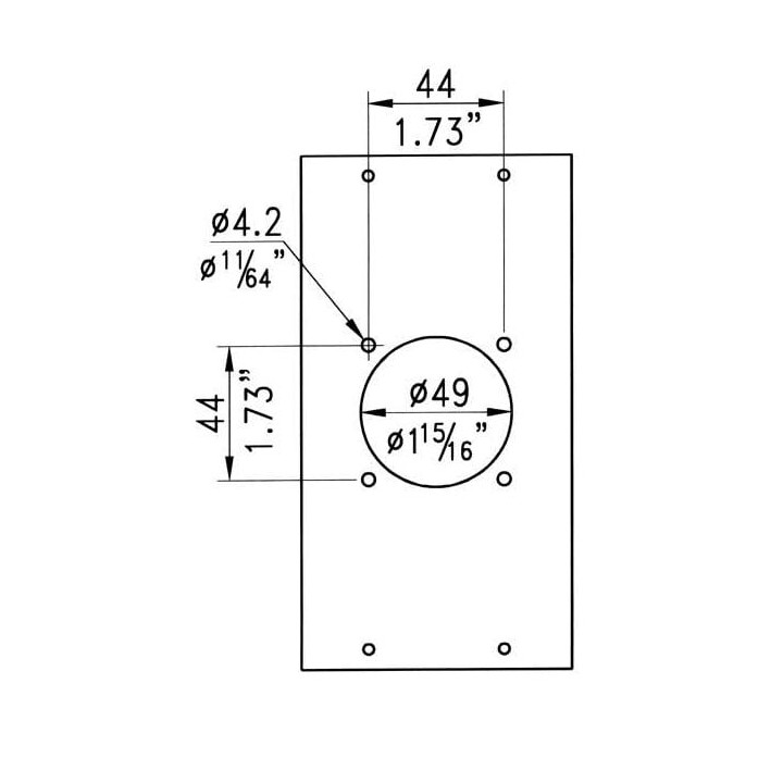 4U MSB Front Panel for 1 x CEE 220V/ 16 Amp - 2 Module Wide