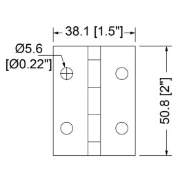 50.8mm X 38.1mm 4 Hole Zinc Hinge