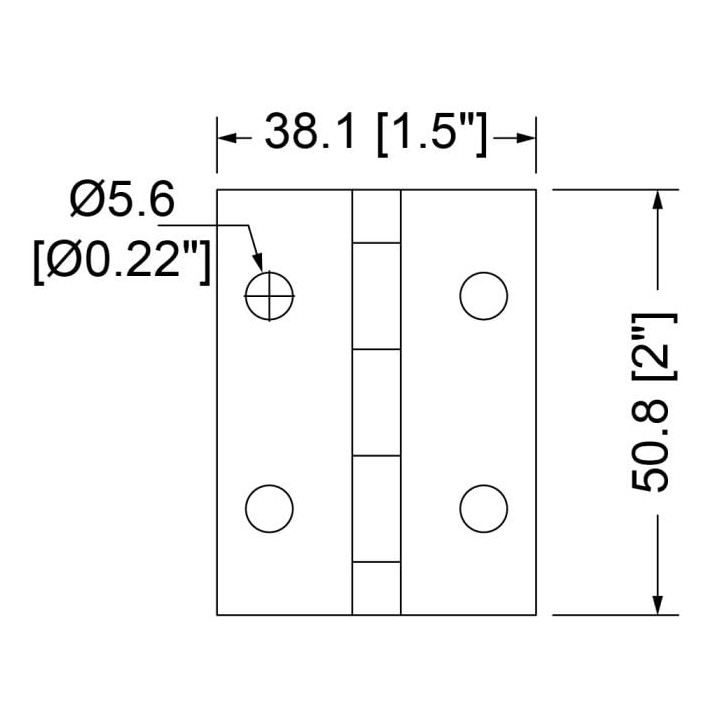 50.8mm X 38.1mm 4 Hole Zinc Hinge