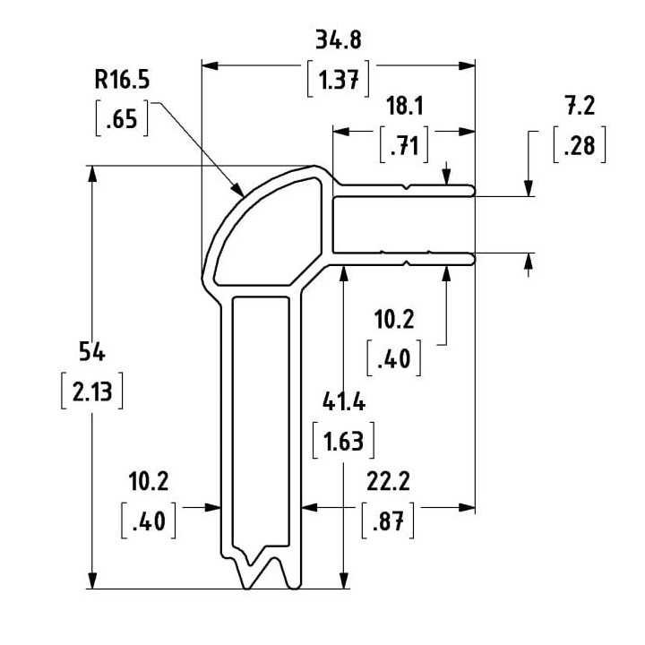 54mm High Basemaker Extrusions Corner for N-Case 2 - 4m Long
