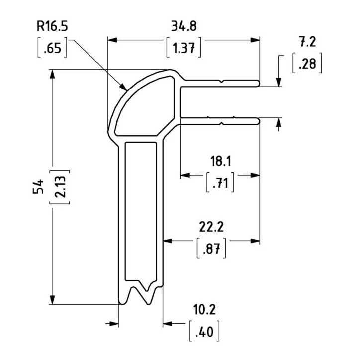 54mm High Lidmaker Extrusions Corner for N-Case 2 - 2m Long